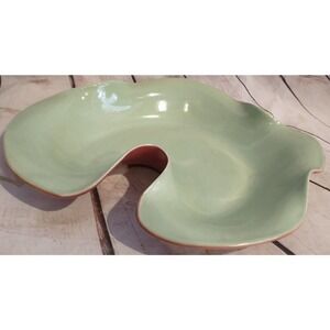 VINTAGE RED WING BELLE KOGAN Morphic Mid Century Green Seafoam BOWL Art B1408